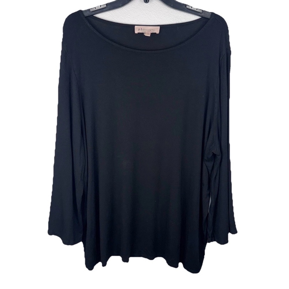 Philosophy Republic Clothing Women Black 3X Plus Long Sleeve Blouse Casual Soft